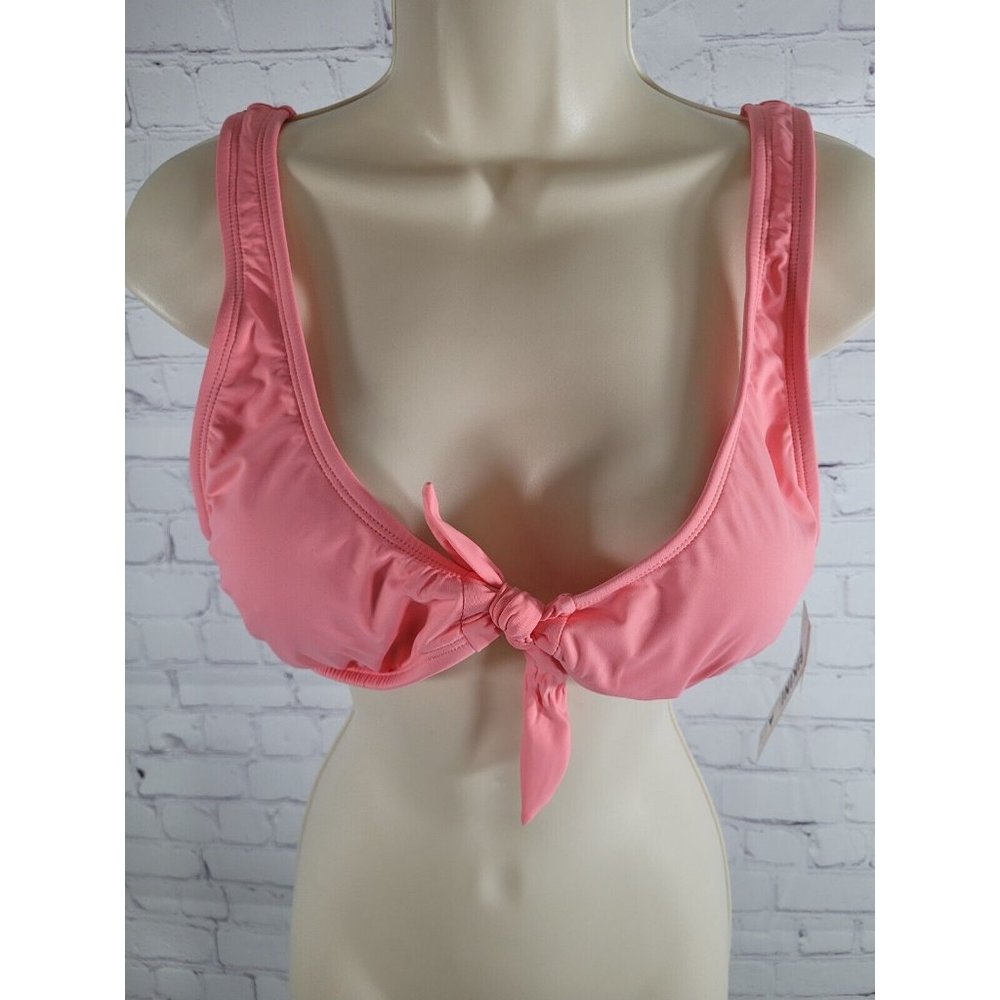 NWT The Bikini Lab Front Tie Pink Bikini Top Size Large L